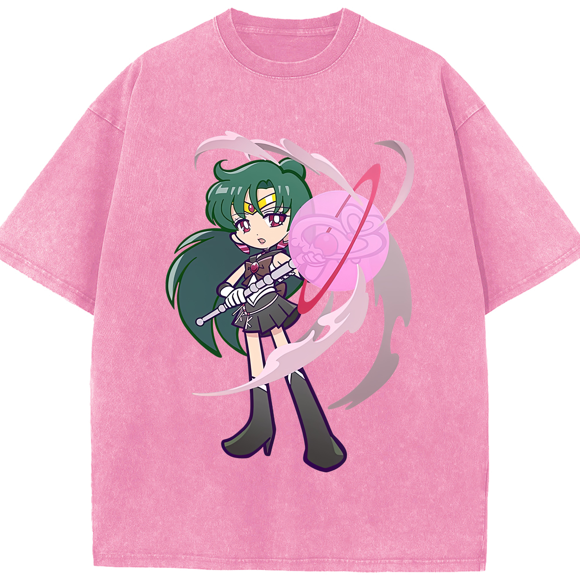 （画像用） 美少女戦士セーラームーン 冥王せつな Sailor Moon Meiou Setsuna 綿100% ヴィンテージ風 半袖Tシャツ（フロントプリント）